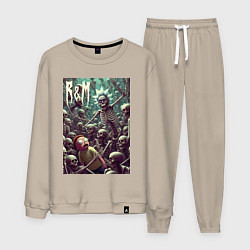 Костюм хлопковый мужской Морти попал в ад - нейроарт, цвет: миндальный