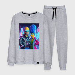 Костюм хлопковый мужской Гомер и Мардж Симпсоны - киберпанк, цвет: меланж