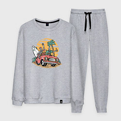 Костюм хлопковый мужской Веселые серферы, цвет: меланж