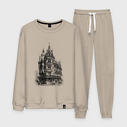 Костюм хлопковый мужской Старинный дом, цвет: миндальный