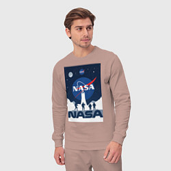 Костюм хлопковый мужской NASA открытия, цвет: пыльно-розовый — фото 2