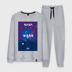 Костюм хлопковый мужской NASA фиолетовый плакат, цвет: меланж