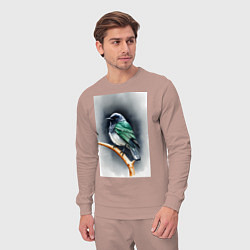 Костюм хлопковый мужской Птичка на ветке, цвет: пыльно-розовый — фото 2