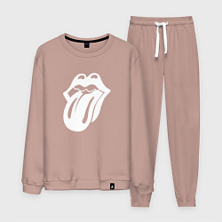 Костюм хлопковый мужской Rolling Stones - white logo, цвет: пыльно-розовый