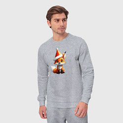 Костюм хлопковый мужской Новогодний лис Pixel, цвет: меланж — фото 2