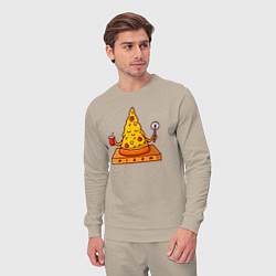 Костюм хлопковый мужской Pizza yoga, цвет: миндальный — фото 2