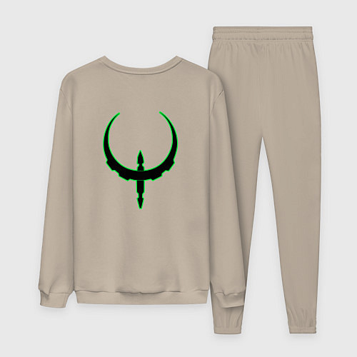 Мужской костюм Чёрно-зелёный знак quake / Миндальный – фото 2