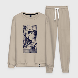 Костюм хлопковый мужской Футуристичная кибернетическая девушка, цвет: миндальный