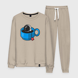 Костюм хлопковый мужской Space tea, цвет: миндальный