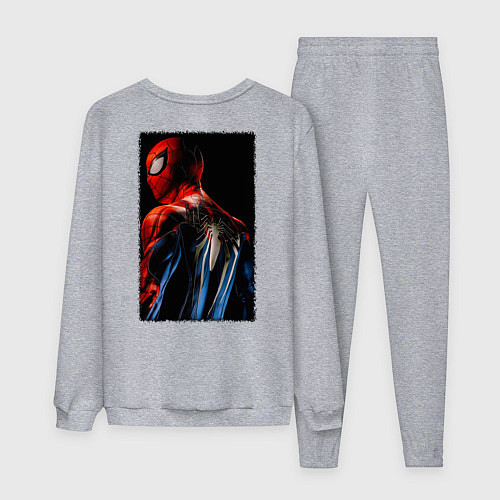 Мужской костюм Человек паук спина / Меланж – фото 2