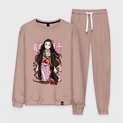 Костюм хлопковый мужской Клинок рассекающий демонов Незуко, цвет: пыльно-розовый