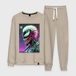 Костюм хлопковый мужской Ребрендинг ядовитой слизи в киберпанк, цвет: миндальный