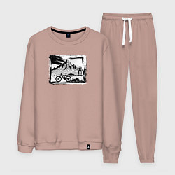 Костюм хлопковый мужской Туры на природе, цвет: пыльно-розовый