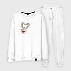 Костюм хлопковый мужской Багз Банни поцелуй - парные зайцы, цвет: белый