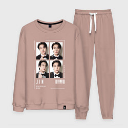 Костюм хлопковый мужской Jin bts 4cut, цвет: пыльно-розовый