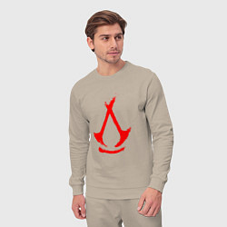 Костюм хлопковый мужской Assassins creed - shadows logotype, цвет: миндальный — фото 2