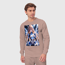 Костюм хлопковый мужской Девушка с кибернетическими крыльями, цвет: пыльно-розовый — фото 2