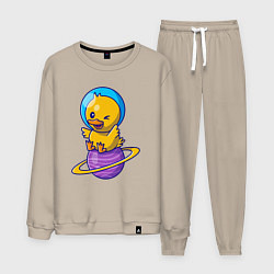 Костюм хлопковый мужской Утёнок на сатурне, цвет: миндальный