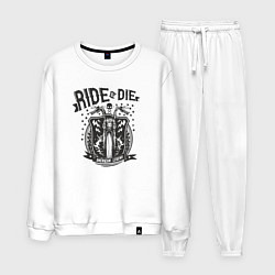 Костюм хлопковый мужской Гони или умри, цвет: белый