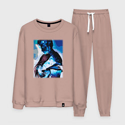 Костюм хлопковый мужской Ты мой космос, цвет: пыльно-розовый