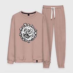 Костюм хлопковый мужской Удивлённый вирус, цвет: пыльно-розовый