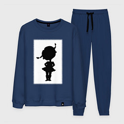 Костюм хлопковый мужской Силуэт поцелуй она - для пары, цвет: тёмно-синий