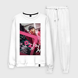 Костюм хлопковый мужской Игра в кальмара Ви Хаджун, цвет: белый