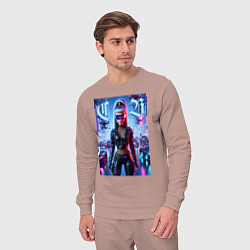 Костюм хлопковый мужской Cyber girl Barbie - neon glow, цвет: пыльно-розовый — фото 2