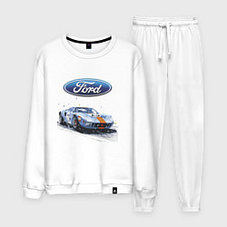 Костюм хлопковый мужской Ford motorsport - sketch, цвет: белый