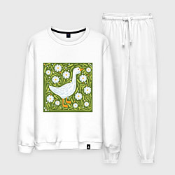 Костюм хлопковый мужской Гусь в ромашках, цвет: белый