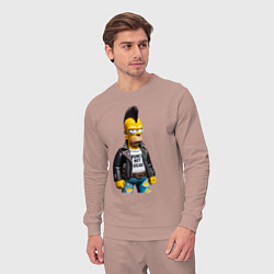 Костюм хлопковый мужской The harsh Homer Simpson - punks not dead, цвет: пыльно-розовый — фото 2