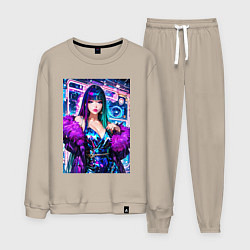 Костюм хлопковый мужской Девушка поп идол в мехах, цвет: миндальный