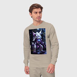 Костюм хлопковый мужской Киборг лиса с неоновой подсветкой, цвет: миндальный — фото 2