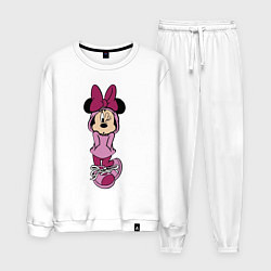 Костюм хлопковый мужской Минни Маус в капюшоне, цвет: белый