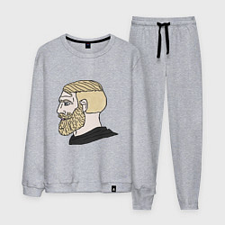 Костюм хлопковый мужской Мем с бородатым мужиком, цвет: меланж