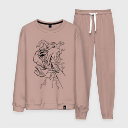 Костюм хлопковый мужской Земляной червяк Джим стреляет, цвет: пыльно-розовый