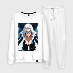 Костюм хлопковый мужской Черная кошка Фелиция Харди, цвет: белый