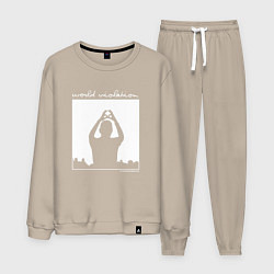 Костюм хлопковый мужской Depeche Mode world violation, цвет: миндальный