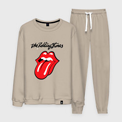 Костюм хлопковый мужской Rolling Stones - logo, цвет: миндальный