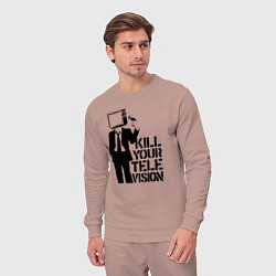 Костюм хлопковый мужской Убей свой телевизор, цвет: пыльно-розовый — фото 2