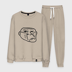 Костюм хлопковый мужской Тролл фейс недовольный мем, цвет: миндальный