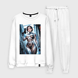 Костюм хлопковый мужской Девушка-наемница, цвет: белый