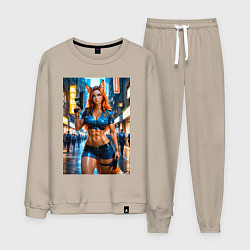 Костюм хлопковый мужской Рыжая лиса-полицейский, цвет: миндальный