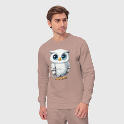 Костюм хлопковый мужской Белая сова с голубыми глазами, цвет: пыльно-розовый — фото 2