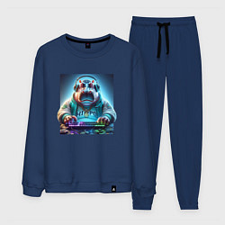 Костюм хлопковый мужской Hippo - esports player, цвет: тёмно-синий
