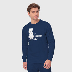 Костюм хлопковый мужской Ковид идиот, цвет: тёмно-синий — фото 2