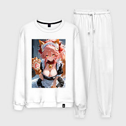 Костюм хлопковый мужской Фейт Тамамо в костюме горничной с мягкими лапами, цвет: белый