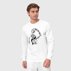 Костюм хлопковый мужской Skeleton guitarist - punks not dead motto, цвет: белый — фото 2