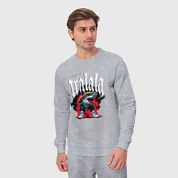 Костюм хлопковый мужской Итальянские мемы акула в кроссовках, цвет: меланж — фото 2