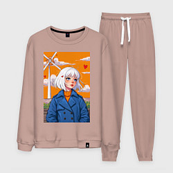 Костюм хлопковый мужской В потоке чувств, цвет: пыльно-розовый